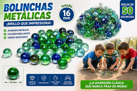 Foto de Bolsa 50 bolinchas metalicas 16 mm N9M2410 (100)