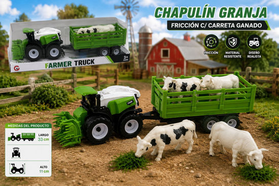 Foto de CHAPULIN GRANJA FRICCION C/CARRETA GANADO #832-46-A70533 / 33largx11alt cms (120)