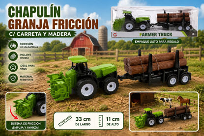 Foto de CHAPULIN GRANJA FRICCION C/CARRETA MADERA #832-46-A70535 / 33largx11alt cms (120)