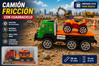 Foto de CAMION FRICCION 6 RUEDAS C/CUADRACICLO #832-46-A68927 / 26 larx15 alt cms (72)