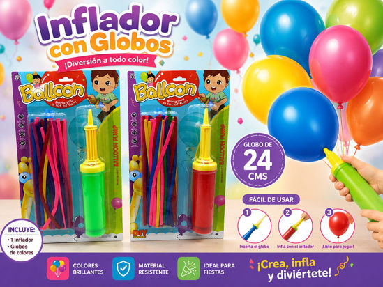 Foto de INFLADOR CON GLOBOS COLORES #832-46-A70839 BALLOON / globo 24cms (80)