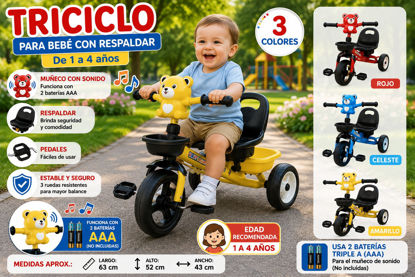 Foto de Triciclo Para Bebe Con Respaldar MAQ26010 (2 Baterias AAA) 1-4años HAPPY BABY (5)