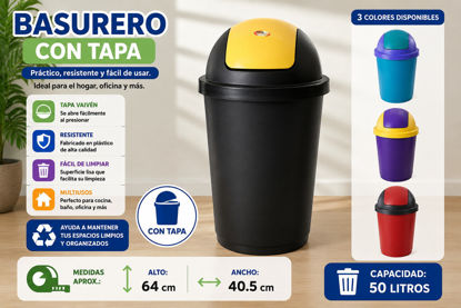 Foto de Basurero 50 ltrs Neoplast C/T 64alt,40.5 diam cms #1BSGDE (18)