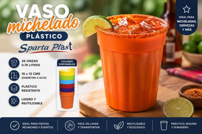 Foto de Vaso Plastico Michelado 0457 26onz/076 ltrs 10x12cms spartaplast (360)
