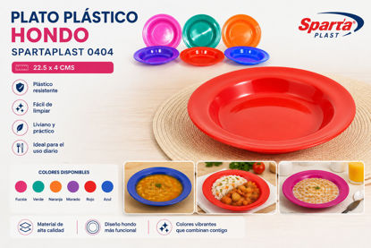 Foto de Plato Plastico hondo Spartaplast plastico 0404 22.5x4 cms (288)