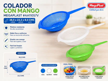 Foto de Colador  C/Mango #AA11057V Megaplast 38.5larg,23.3diam,8.5alt cms