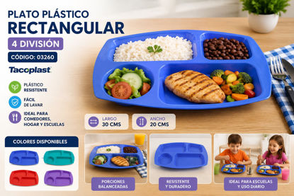 Foto de Plato plastico rectangular 4 division 03260 tacoplast