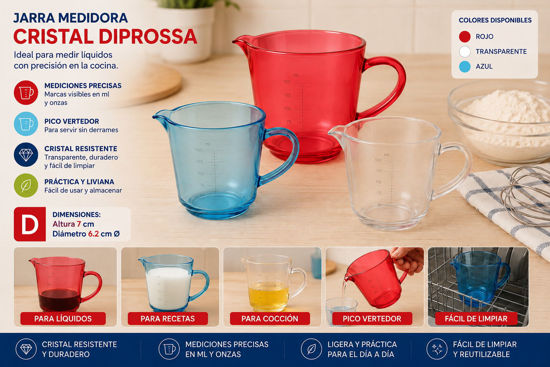 Foto de Jarra medidora cristal 7 altx 6,2 cms Diprossa