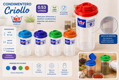 Foto de Condimentero Criollo Reyplast CDX001500 9.7alt,6.1diam  0.153 ltrs (600)