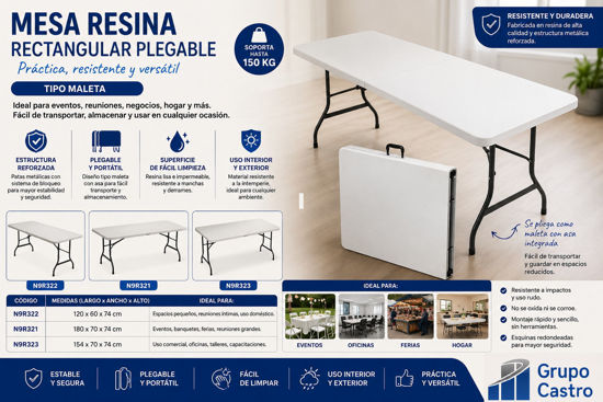 Foto de Mesa resina rectangular Peglable tipo Maleta p/metal (1)