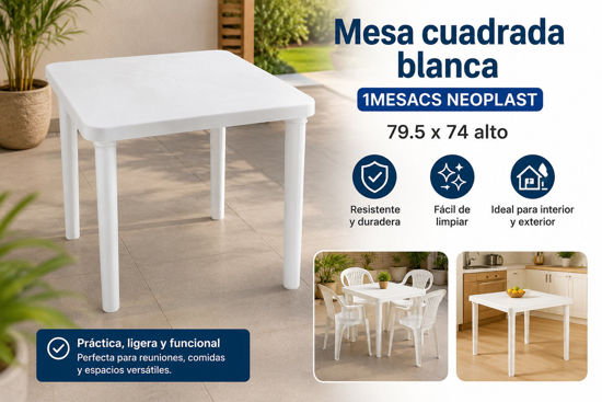 Foto de Mesa Cuadrada Blanca 1MESACS NEOPLAST 79.5 x 74alto cms (1)