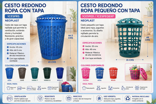 Foto de Cesto Redondo ropa c/tapa neoplast